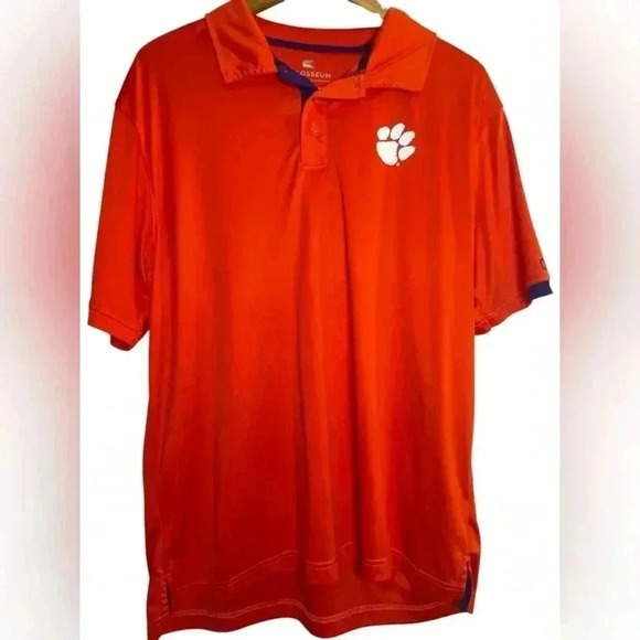 Clemson Tigers Mens Polo Shirt Orange Short Sleeve Spell Out Pullover Large - Picture 1 of 9